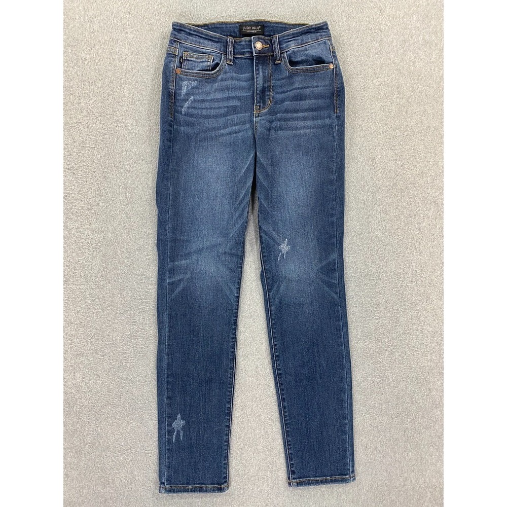 Judy Blue Relaxed Fit Jeans 3/26 (26x28) Mid Rise Stretch Distressed Whisker